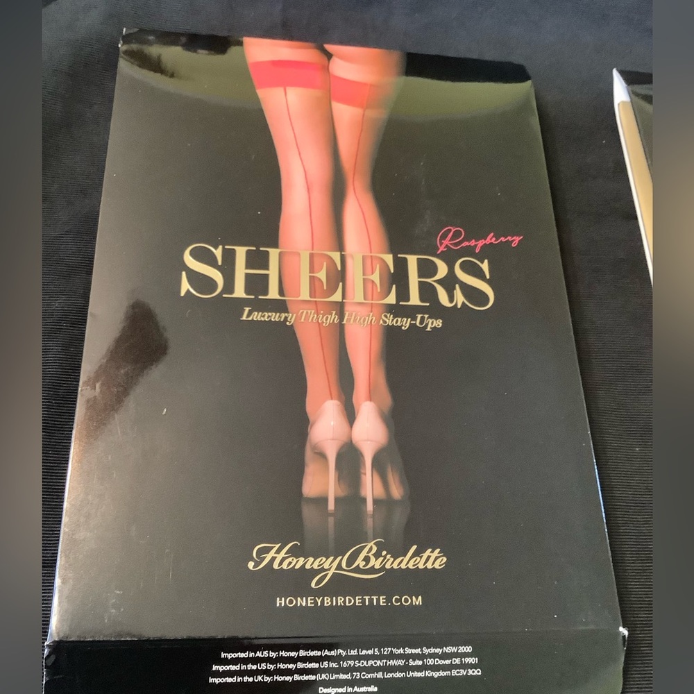 Sz Large Raspberry Red Luxury Stockings. Honey Birdette